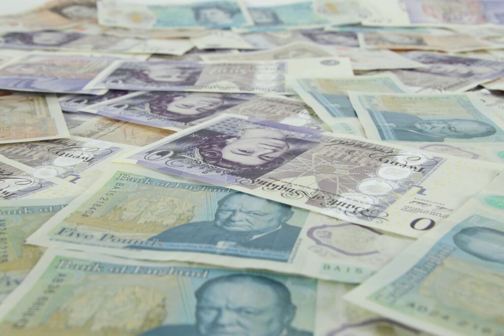 Cash in pounds sterling